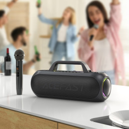 
Belaidis karaoke garsiakalbis 200 W su 2 mikrofonais USB-C juodas
