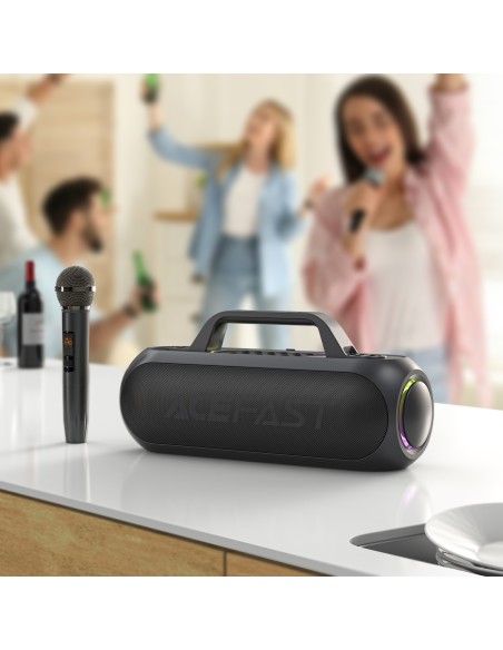
Belaidis karaoke garsiakalbis 200 W su 2 mikrofonais USB-C juodas
