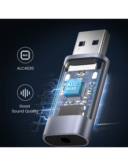 USB-A į miniJack 3,5 mm pilkos spalvos ausinių garso adapteris
 
USB-A į miniJack 3,5 mm pilkos spalvos ausinių garso adapteris
