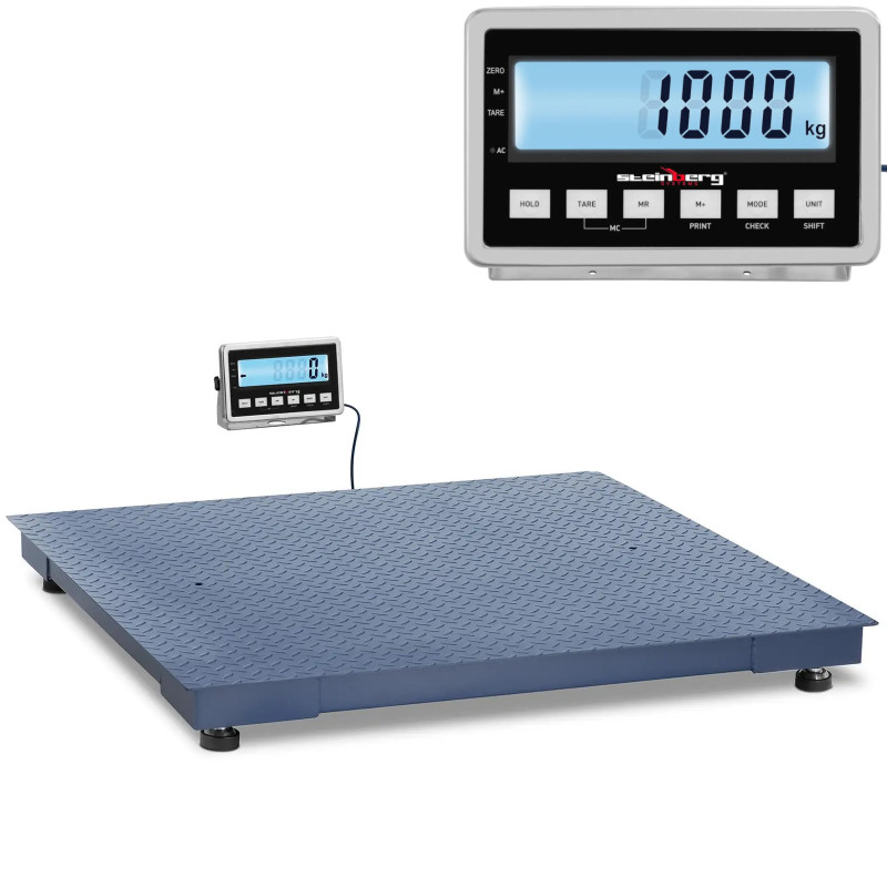 
LCD sandėlio platforminės svarstyklės 120 x 120 cm 1000 kg / 0,2 kg
