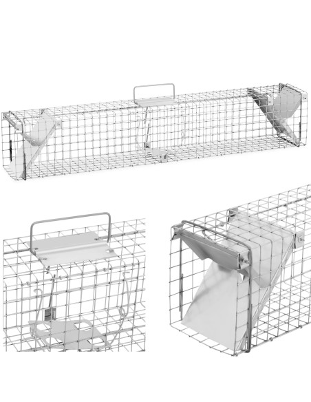 
Gyvi gaudyklė lapėms, žiurkėms, kiaunei 101,5 x 15,5 x 19,5 cm, tinklelis 25 x 25 mm

