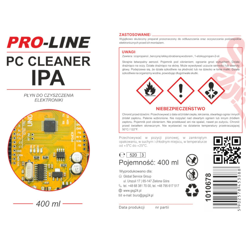 PC CLEANER IPA elektronikos valymo skystis PRO-LINE purškiamas 400ml