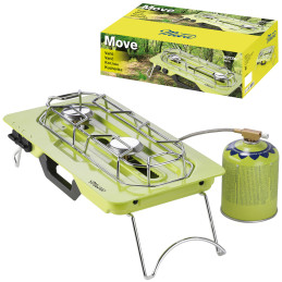 
MOVE stovyklavietė 2 degikliai dujinėms kasetėms + reguliuojamas degiklis 4,6kW
