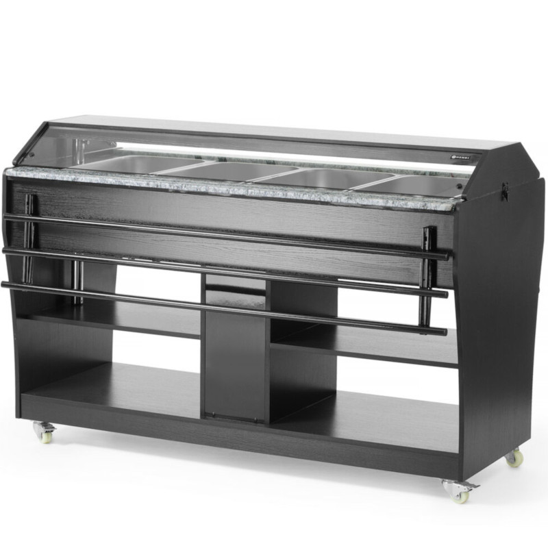 Bufetas šildomas bain-marie maistui su stogo apšvietimu 4 indai GN 1/ 1 30-90C 2000