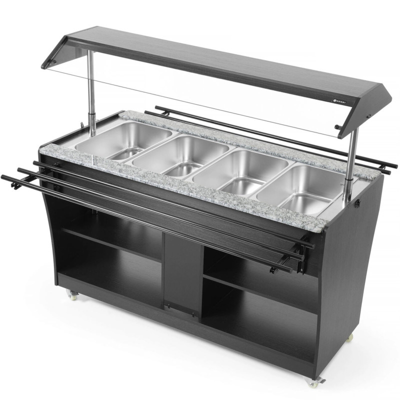 Bufetas šildomas bain-marie maistui su stogo apšvietimu 4 indai GN 1/ 1 30-90C 2000