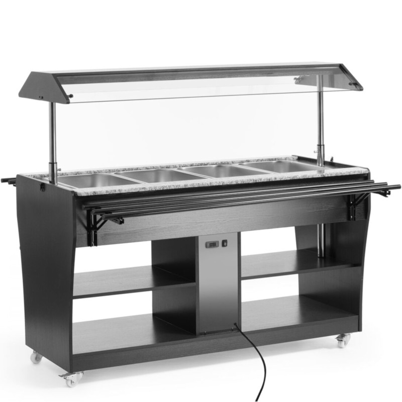 Bufetas šildomas bain-marie maistui su stogo apšvietimu 4 indai GN 1/ 1 30-90C 2000
