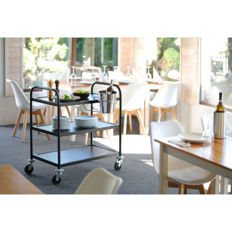 Padavėjo maitinimo vežimėlis, skirtas aptarnauti 3 lentynas iki 150 kg matinės juodos spalvos - Hendi 811320