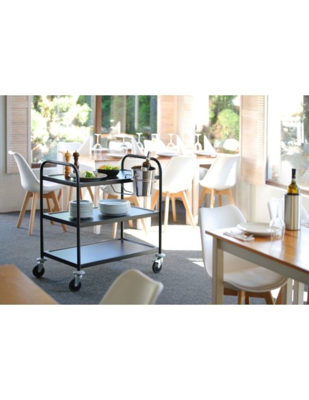 Padavėjo maitinimo vežimėlis, skirtas aptarnauti 3 lentynas iki 150 kg matinės juodos spalvos - Hendi 811320