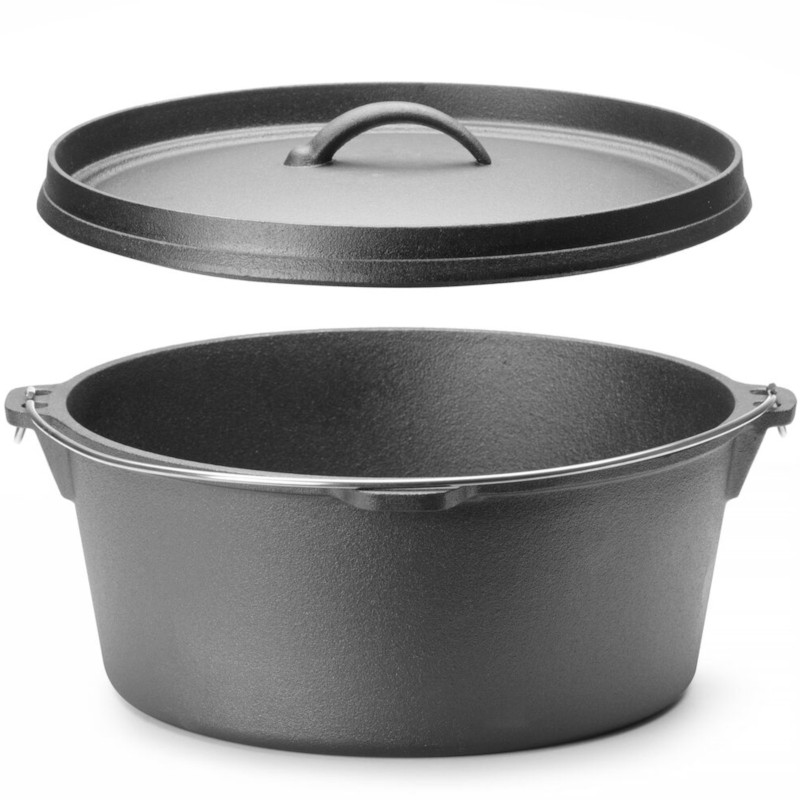 
Ketaus katilas, puodas medžioklei, ant laužo, sriuboms, guliašams, skersmuo 310 x 155 mm 7,2 l
