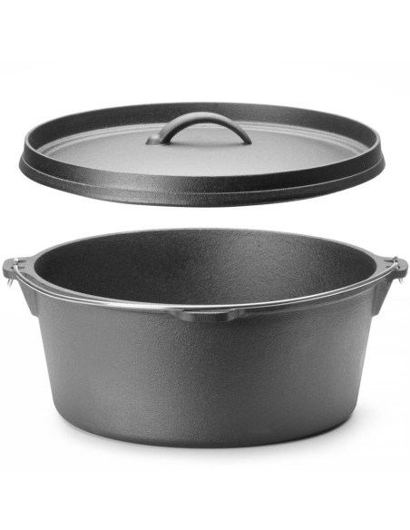 
Ketaus katilas, puodas medžioklei, ant laužo, sriuboms, guliašams, skersmuo 310 x 155 mm 7,2 l
