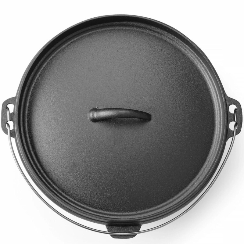 
Ketaus katilas, puodas medžioklei, ant laužo, sriuboms, guliašams, skersmuo 310 x 155 mm 7,2 l
