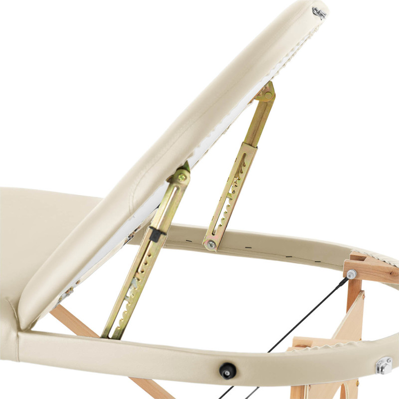 Nešiojamas sulankstomas masažo stalas su mediniu rėmu Colmar Beige iki 227 kg smėlio spalvos