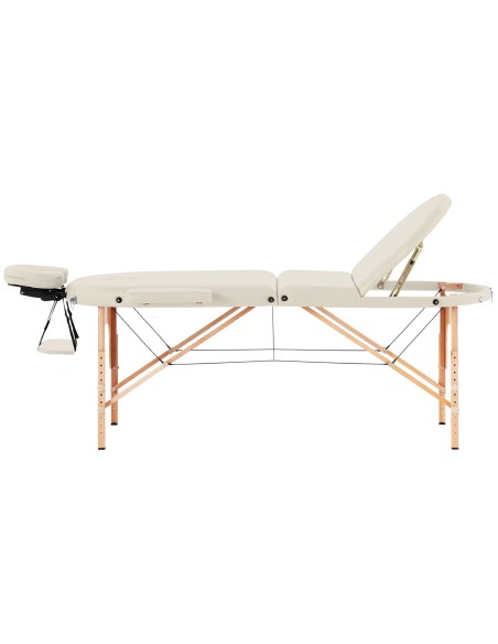 Nešiojamas sulankstomas masažo stalas su mediniu rėmu Colmar Beige iki 227 kg smėlio spalvos Nešiojamas sulankstomas masažo stalas su mediniu rėmu Colmar Beige iki 227 kg smėlio spalvos