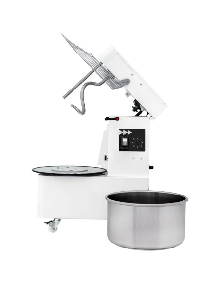 
Spiralinis maišytuvas su pakeliama galvute, nuimamu dubuo 32 l 88 kg/ h 400 V 1100 W
