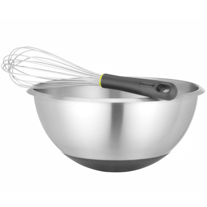 Plieninis virtuvės dubuo su silikoniniu pagrindu ir matavimo puodeliu, 6 l, skersmuo 330x155mm