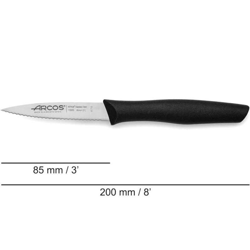 Vaisių ir daržovių lupimo peilis, smailus, dantytas, NOVA, ilgis 85/ 200 mm