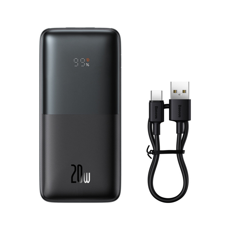 Powerbank Bipow Pro 10000mAh 20W su USB-C 3A 0,3m kabeliu juodas
