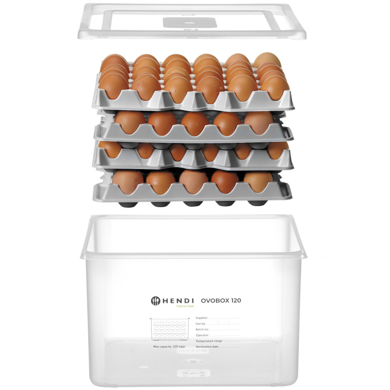 Kiaušinių talpykla 8 padėklai 120 kiaušinių OVOBOX 18 l 355 x 325 x 200 mm