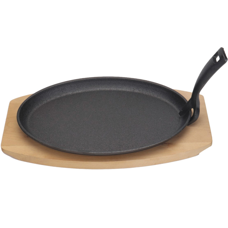 
Ketaus lėkštė su medine pagrindo rankena kaitlente 280 x 140 mm
