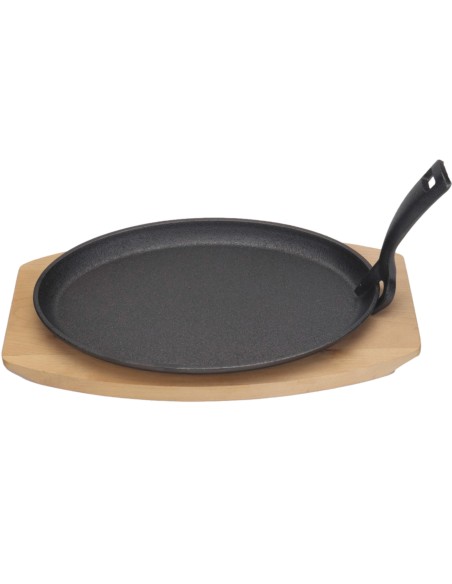 
Ketaus lėkštė su medine pagrindo rankena kaitlente 280 x 140 mm
