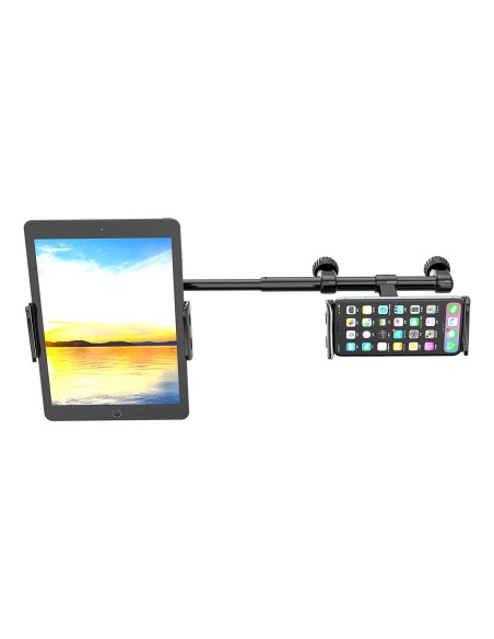 
Dvigubas juodas automobilinio telefono laikiklis galvos atramai
