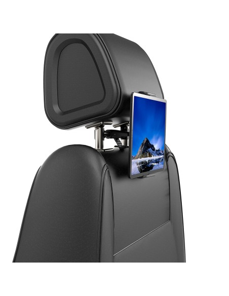 
Automobilinis planšetės laikiklis galvos atramai su pakabu juodas 2in1
