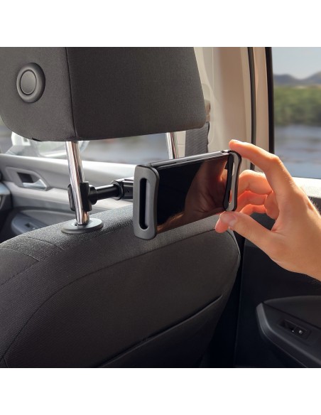 
Automobilinis planšetės laikiklis galvos atramai su pakabu juodas 2in1
