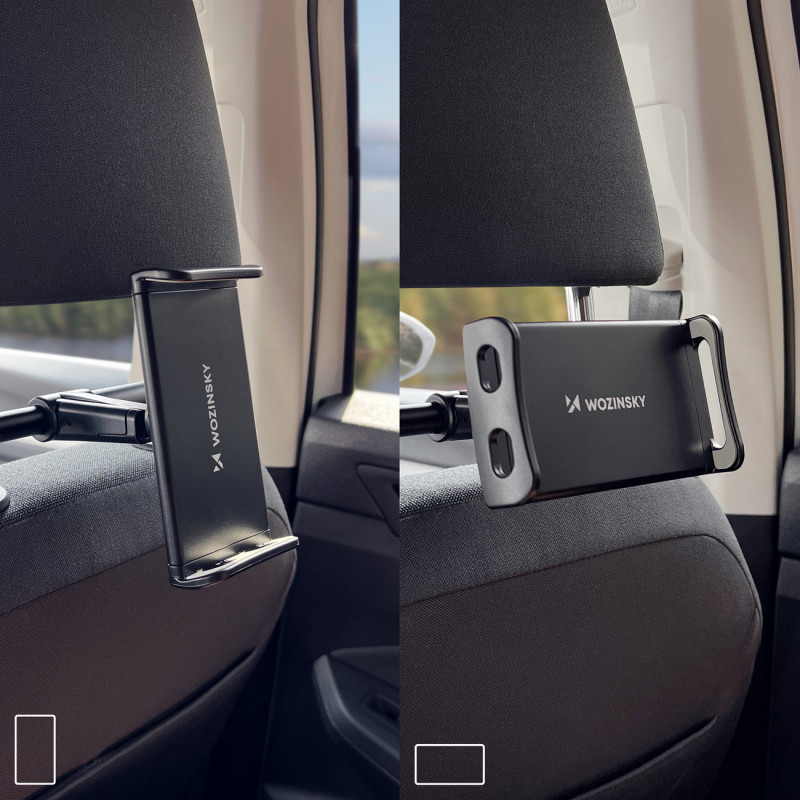 
Automobilinis planšetės laikiklis galvos atramai su pakabu juodas 2in1
