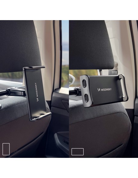 
Automobilinis planšetės laikiklis galvos atramai su pakabu juodas 2in1
