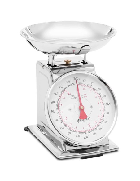Analoginės virtuvės svarstyklės pagamintos iš plieno iki 2 kg / 10 g - sidabrinės Analoginės virtuvės svarstyklės pagamintos iš plieno iki 2 kg / 10 g - sidabrinės