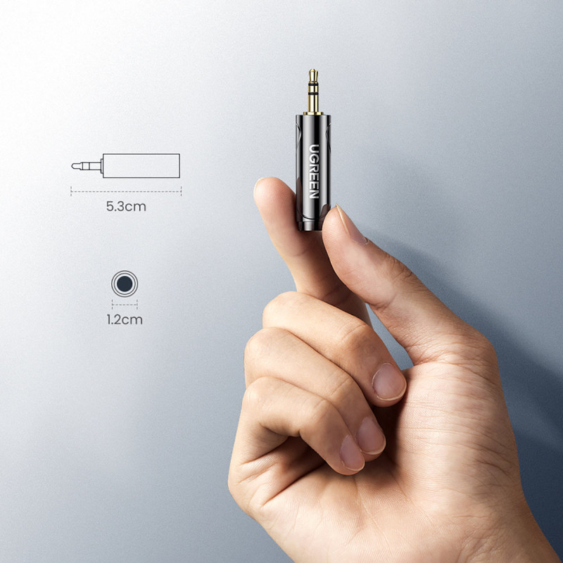 Garso adapteris nuo 3,5 mm (vyriškas) iki 6,35 mm mini lizdas (moteris) pilkas