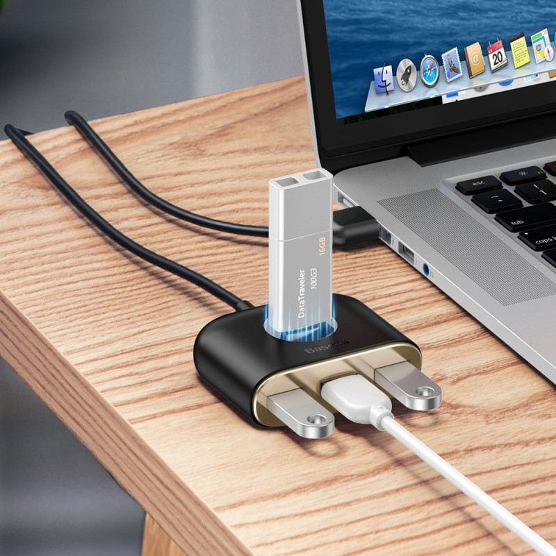Adapteris HUB 4in1 USB Adapteris USB3.0 TO USB3.0*1+USB2.0*3 1m Black