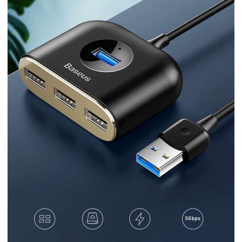 Adapteris HUB 4in1 USB Adapteris USB3.0 TO USB3.0*1+USB2.0*3 1m Black