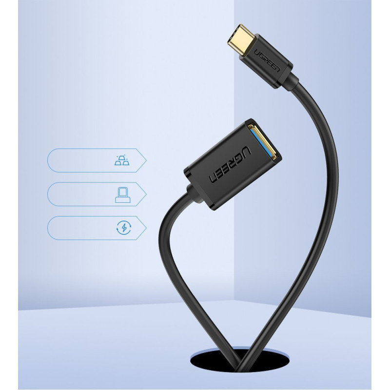 OTG kabelio adapteris iš USB 3.0 į USB-C – juodas