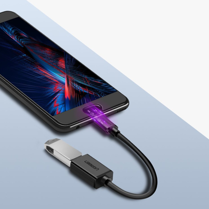 OTG kabelio adapteris iš USB 3.0 į USB-C – juodas