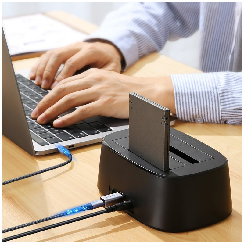 USB-C į USB-B spausdintuvo adapterio kištukas diskui – pilkas