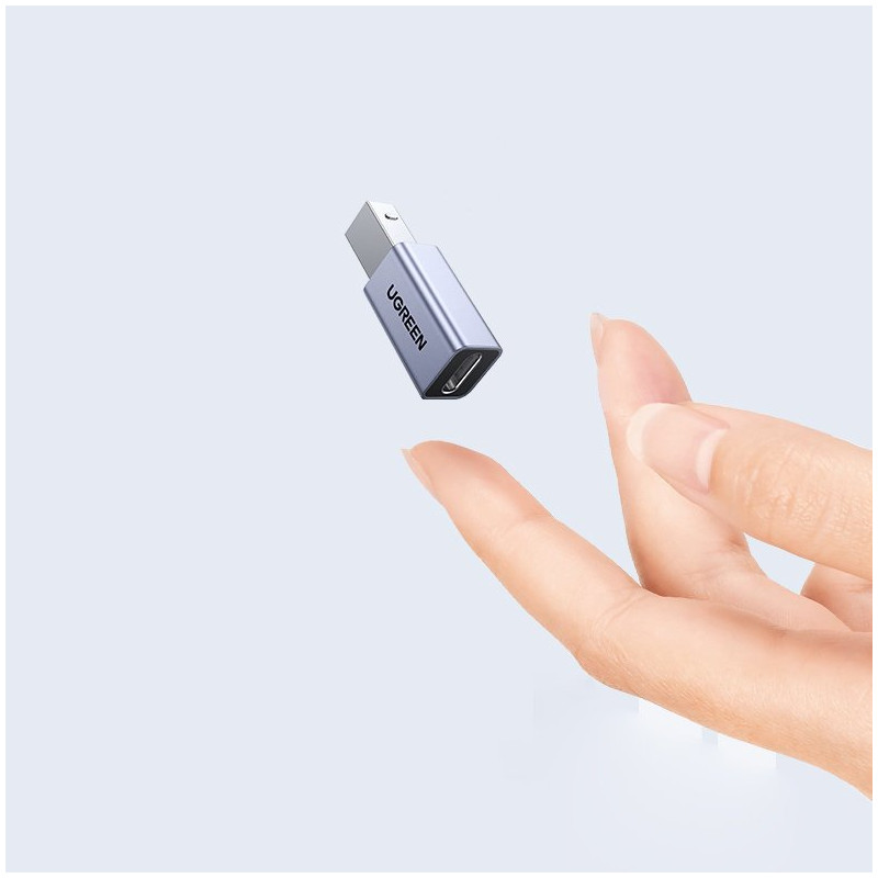 USB-C į USB-B spausdintuvo adapterio kištukas diskui – pilkas
