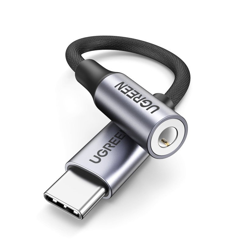 USB-C iki 3,5 mm mini lizdo ausinių adapteris 10 cm – juodas