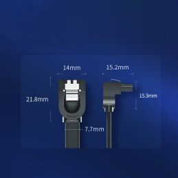 
SATA 1,0–3,0 iki 5 Gb/ s 0,5 m kampinis plokščias kabelis – juodas
