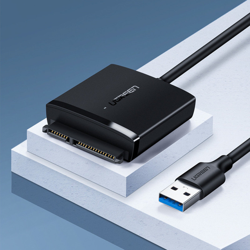 Adapterio kabelis HDD ir SSD SATA 2,5" / 3,5" USB 3.0 iki 12TB - juodas