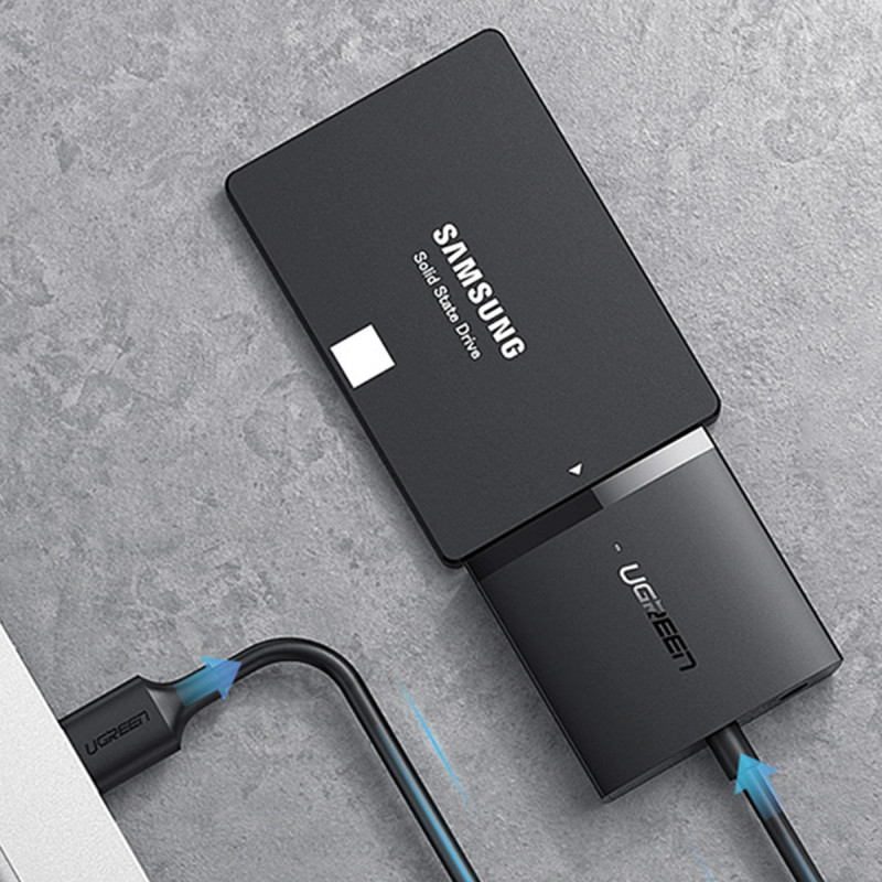 Adapterio kabelis HDD ir SSD SATA 2,5" / 3,5" USB 3.0 iki 12TB - juodas