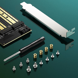
PCIe 3.0 x4 adapterio išplėtimo kortelė, papildomi du M.2 M-Key ir M.2 B-Key SSD lizdai
