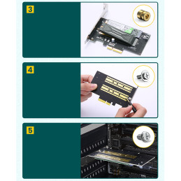 
PCIe 3.0 x4 adapterio išplėtimo kortelė, papildomi du M.2 M-Key ir M.2 B-Key SSD lizdai
