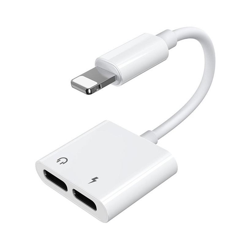 
iPhone Lightning - 2x Lightning white ausinių skirstytuvo adapteris
