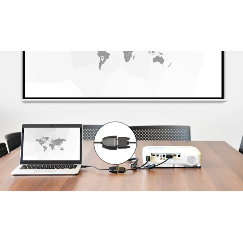 Adapterio kabelis HDMI Kištukinis VGA FHD juodas