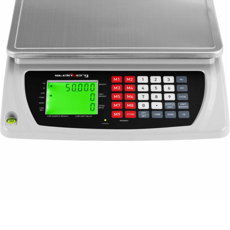 LCD komercinės svarstyklės 33,5 x 23 cm 50 kg / 6 g