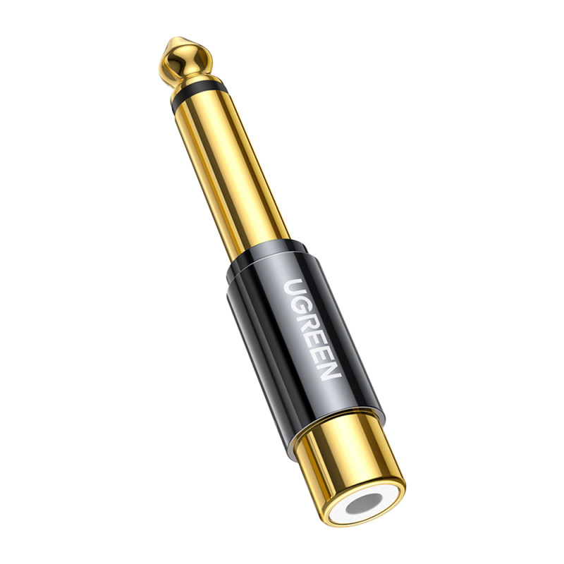 
Adapterio kištuko lizdo adapteris 6,35 mm vyriškas ir RCA moteriškas auksinis

