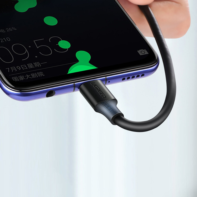 Kabelio adapteris USB – USB-C Quick Charge 3.0 3A 0.25m juodas