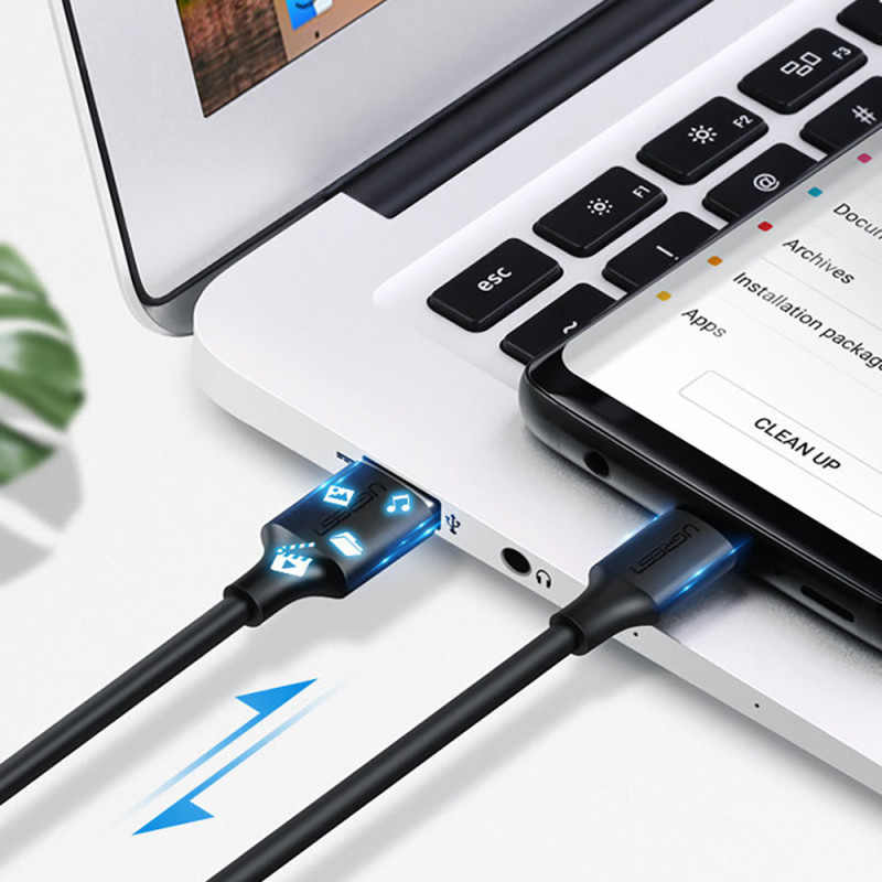 Kabelio adapteris USB – USB-C Quick Charge 3.0 3A 0.25m juodas