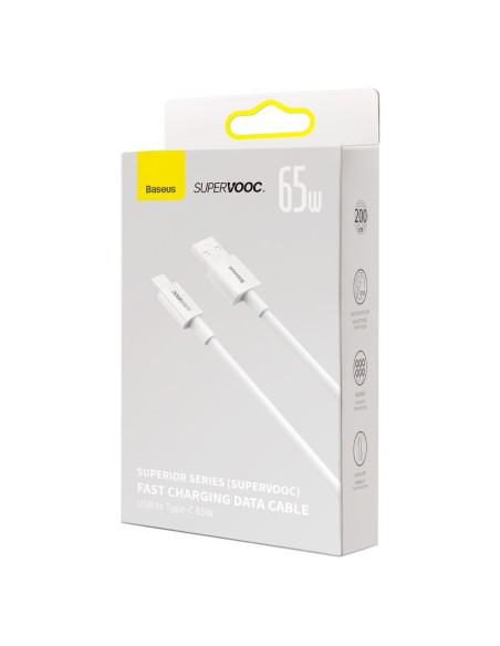 Superior Series SUPERVOOC USB-A į USB-C laidas 65W 2m baltas Superior Series SUPERVOOC USB-A į USB-C laidas 65W 2m baltas